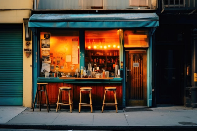 Foto bar y tienda en el resplandor de nueva york