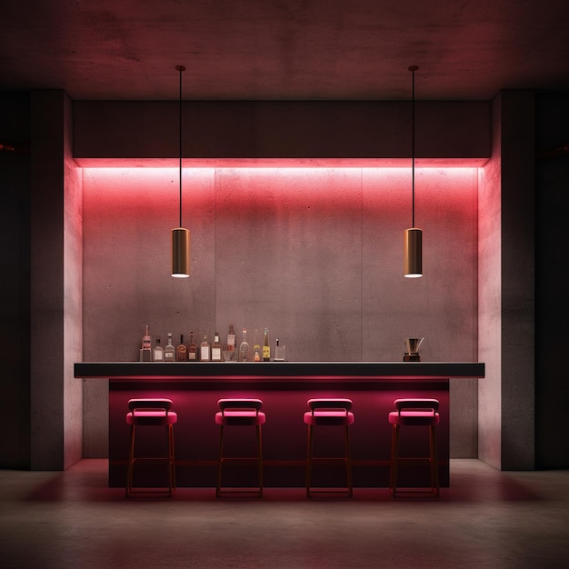bar de vino chillout minimalista y taburetes de bar