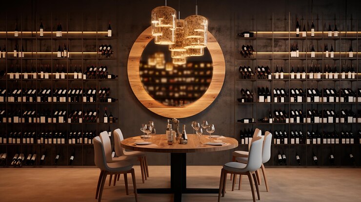 bar de vino de lujo con elegancia y diseño modernos