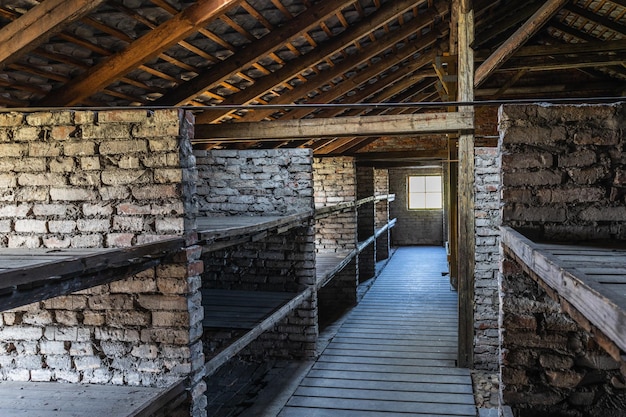 Baracke für Häftlinge im Konzentrationslager Auschwitz-Birkenau. Oswiecim Polen