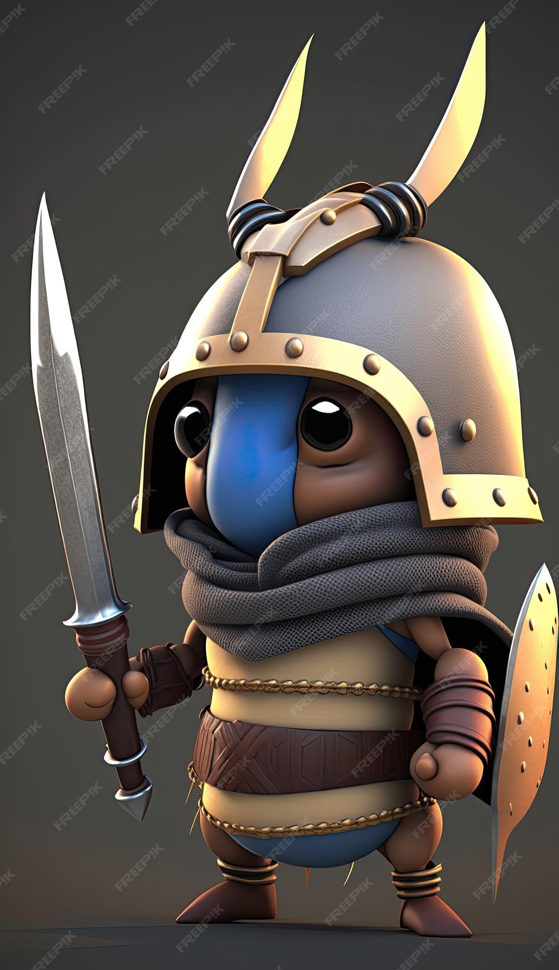 Bonito capivara animal guerreiro 3d modelo de jogo generativo ia