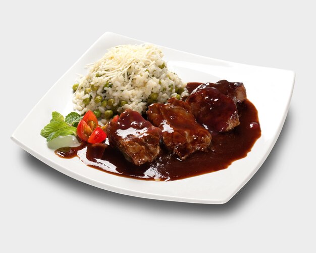 Barbacoa de costillas con risotto