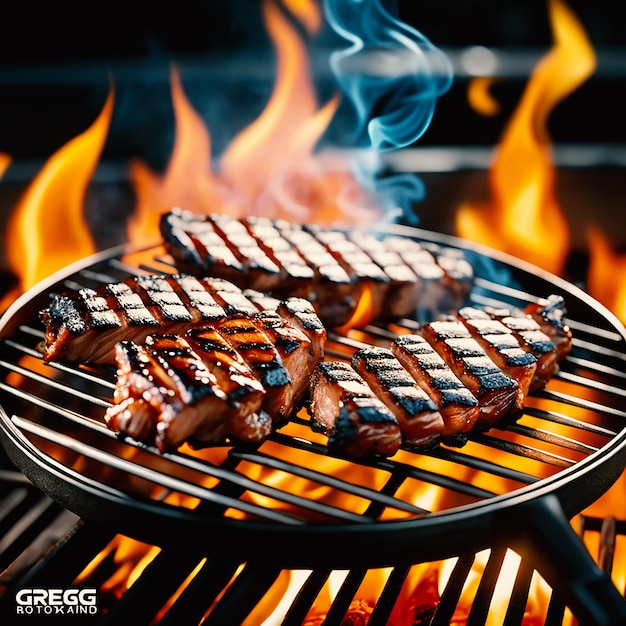 una barbacoa perfecta en una parrilla 4k hdr fuego en el fondo miki asai macro fotografía de cerca