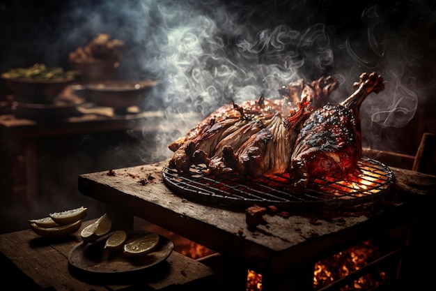 Barbacoa Turkiye con imagen generada por tecnología AI de humo fresco y jugoso