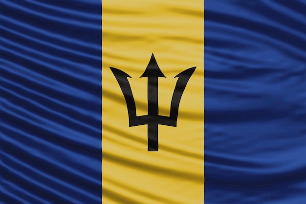 Barbados Flag Wave Close Up, fondo de la bandera nacional