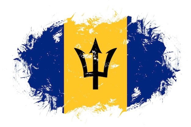 Barbados-Flagge auf abstraktem Strichbürstenhintergrund