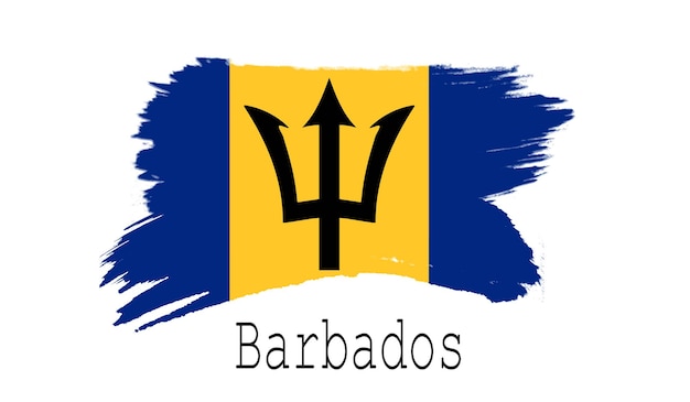 Barbados-Flagge auf weißem Hintergrund