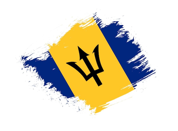 Barbados-Flagge mit abstraktem Pinsel-Textureffekt auf weißem Hintergrund