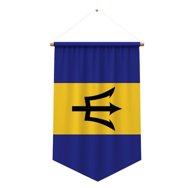 Barbados Flagge Tuch hängende Banner 3D-Rendering