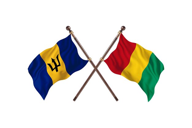 Barbados frente a GuineaBissau fondo de banderas de dos países