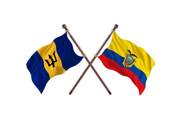 Barbados gegen Ecuador zwei Länder Flaggen Hintergrund