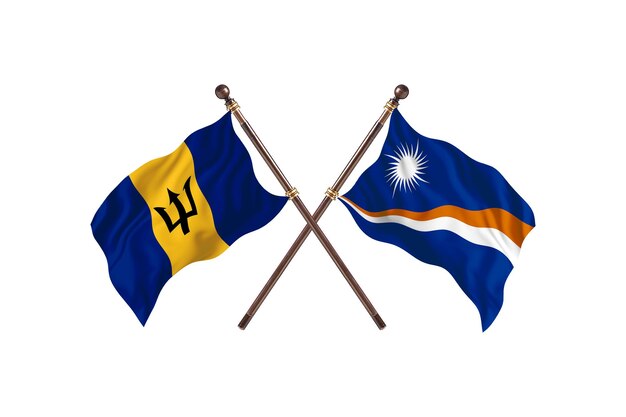 Barbados gegen Marshallinseln zwei Länderflaggen Hintergrund