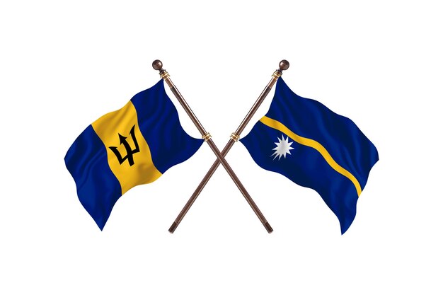 Barbados gegen Nauru Zwei Länder Flaggen Hintergrund