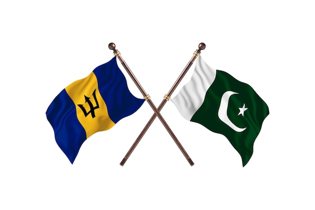 Barbados gegen Pakistan zwei Länderflaggen Hintergrund