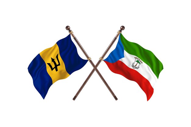 Barbados versus Guiné Equatorial - Fundo de Bandeiras de Dois Países