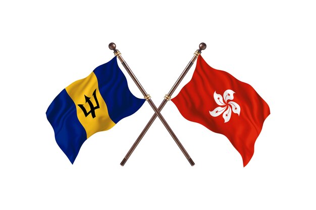 Barbados versus Hong Kong - Fundo de Bandeiras de Dois Países