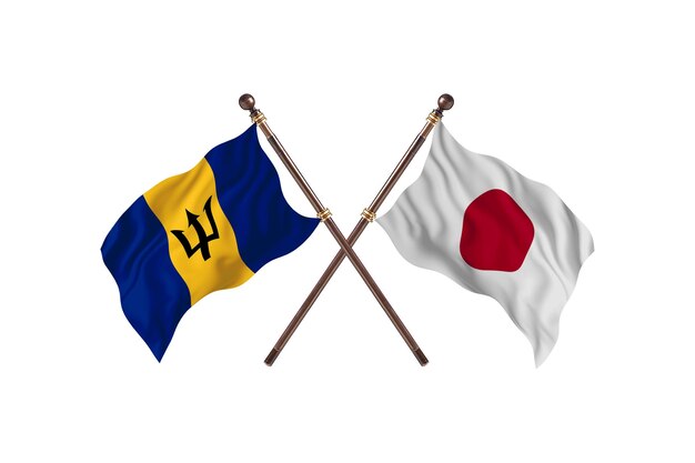 Barbados versus Japão Duas Bandeiras de Países Antecedentes