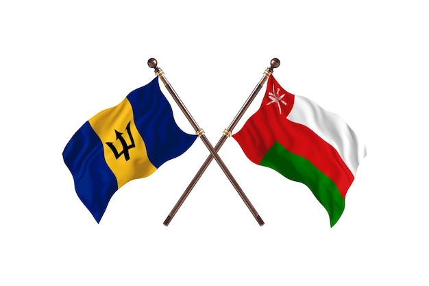 Barbados versus Omã - Fundo de Bandeiras de Dois Países