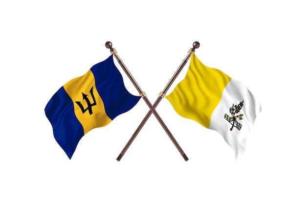 Barbados versus Santa Sede Fondo de banderas de dos países