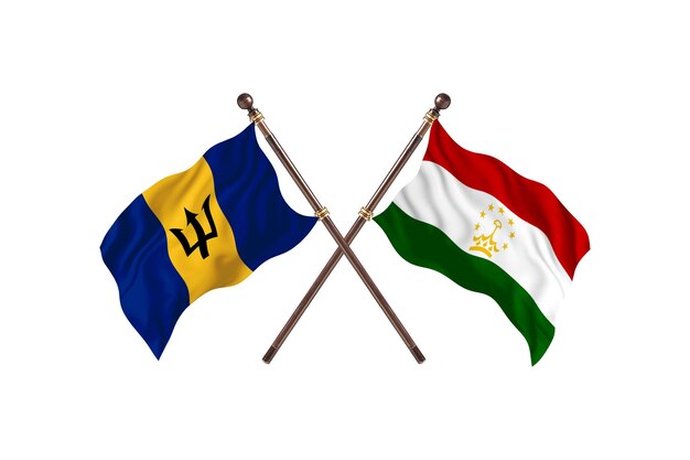 Barbados versus Tajiquistão - Fundo de Bandeiras de Dois Países