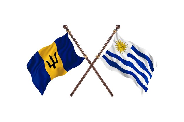 Barbados versus Uruguai Fundo de bandeiras de dois países