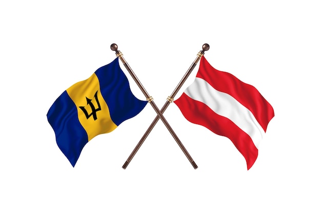 Barbados versus Áustria Fundo de bandeiras de dois países