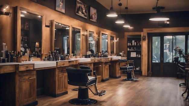 Barbearia fundo desfocado cabeleireiro e salão de cabeleireiros