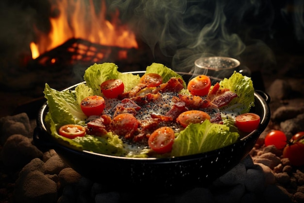 Barbecue-Grill-Caesar-Salat