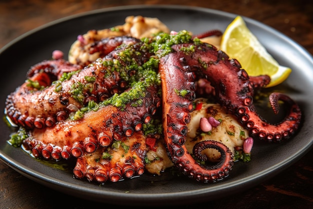 Foto barbecue-grill-oktopus mit oregano