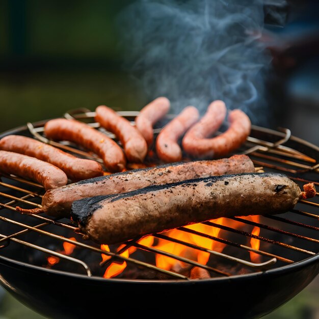 Foto barbecue tradicional argentino con salchichas y carne de vaca para las redes sociales