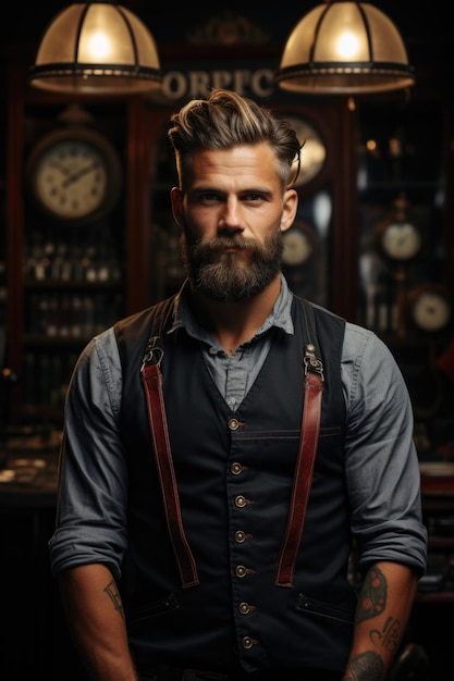BARBEIRO Schere Friseurladen Vintage Friseurhaus Rasieren Friseur Beard generative IA