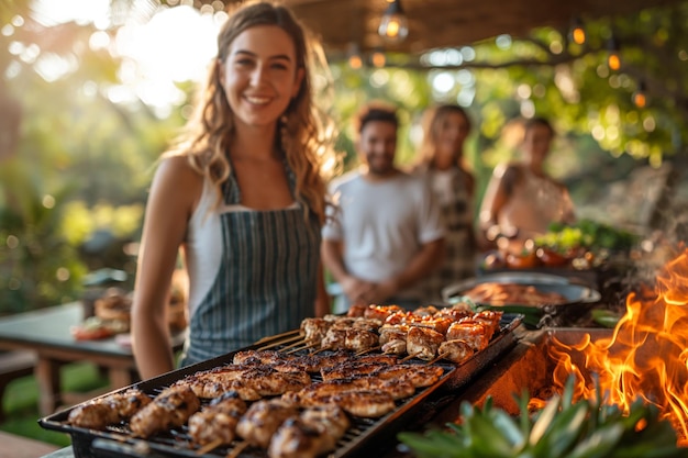 Barbeque de primavera com a família