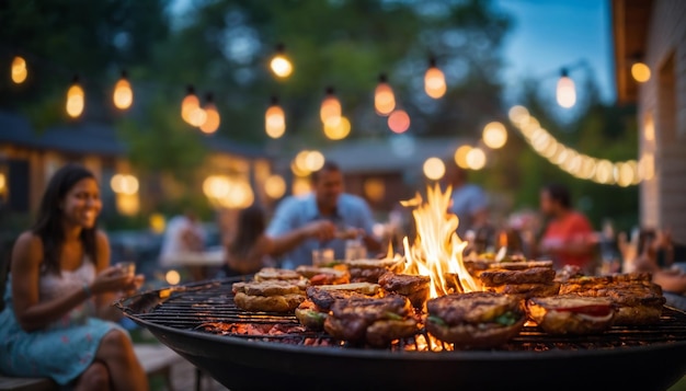 Barbequinho de verão no quintal com amigos gerado por IA