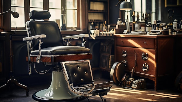 Foto barber39s stuhl und vintage-werkzeuge