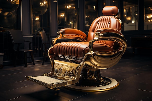 Foto barbering in style trono dorado para caballeros generativos de ai