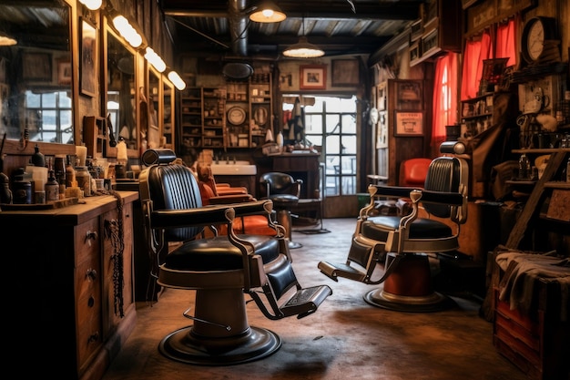 Barbershop-Innenraum im Retro-Stil. Generieren Sie Ai