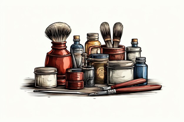 Foto barbershop vektor-illustration eines mannes mit bart und schnurrbart