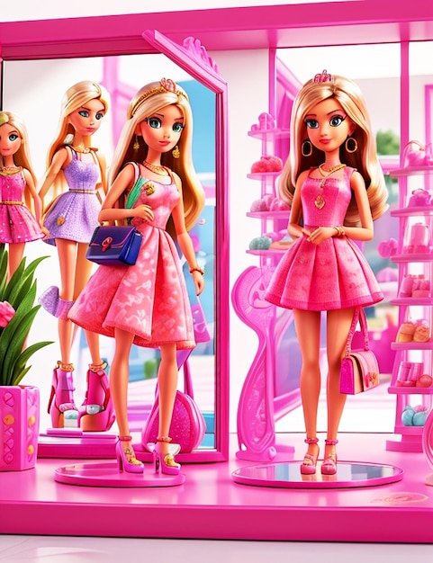 Barbie adicta a las compras, ropa de moda de verano, retrato de muñeca de plástico de discoteca, modelo de venta, muñeca.
