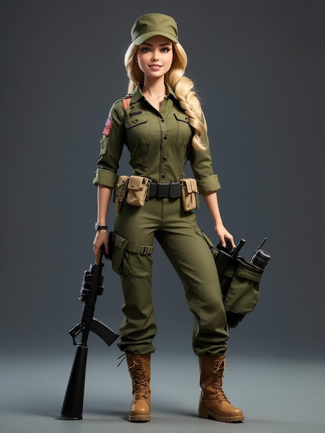 Barbie con aspecto de soldado.