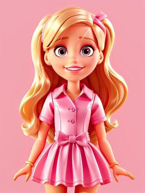 Barbie boneca bonita garota loira roupa papel de parede rosa design de fundo