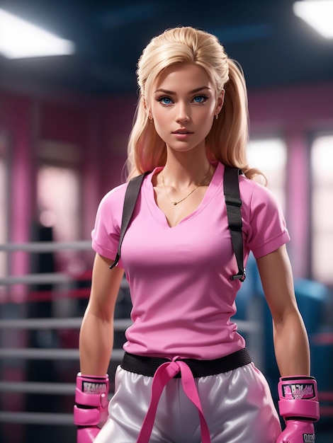 Barbie boxer menina corpo inteiro olhos azuis