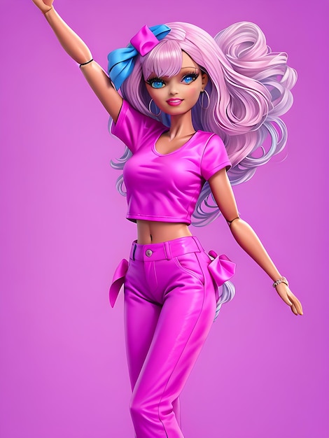 Foto barbie de cuerpo completo bailando con ojos azules y calidad hiphop style 8k