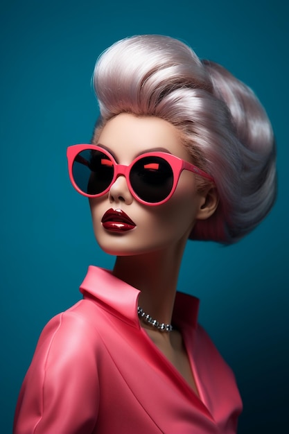 barbie elegante con maquillaje y gafas de sol