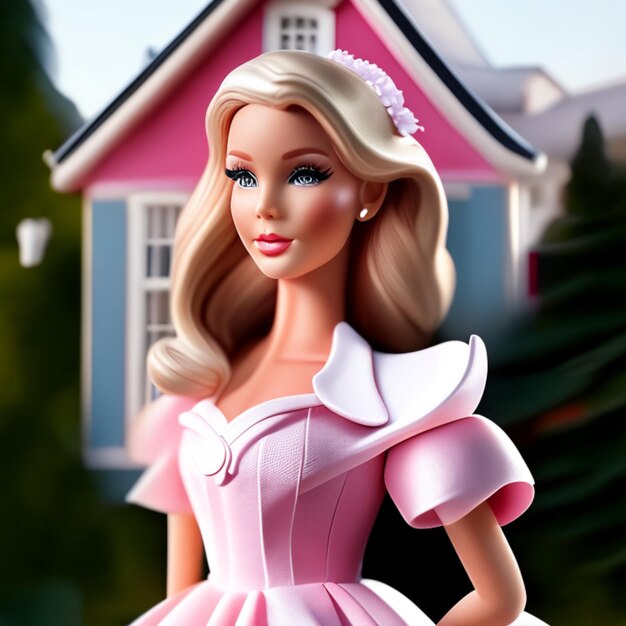 Barbie em Summer Trendy Outfit em frente à sua casa