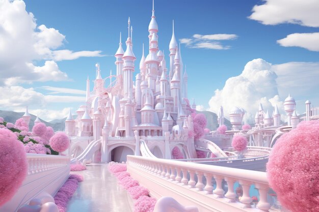 Barbie encantadora Mergulhe num país das maravilhas moderno de representações e ilustrações em 3D