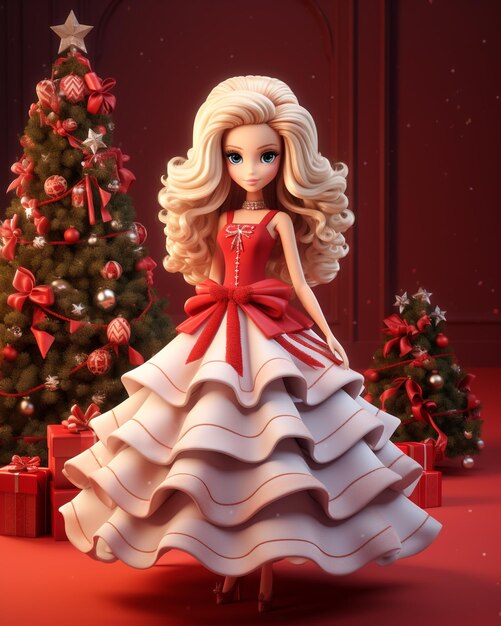 Barbie fofa 3D comemorando o natal