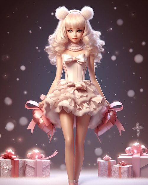 Barbie fofa 3D comemorando o natal