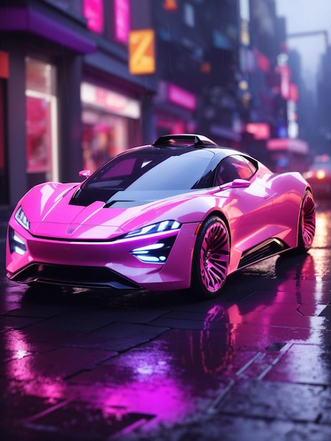 Una Barbie futurista conduciendo un supercoche