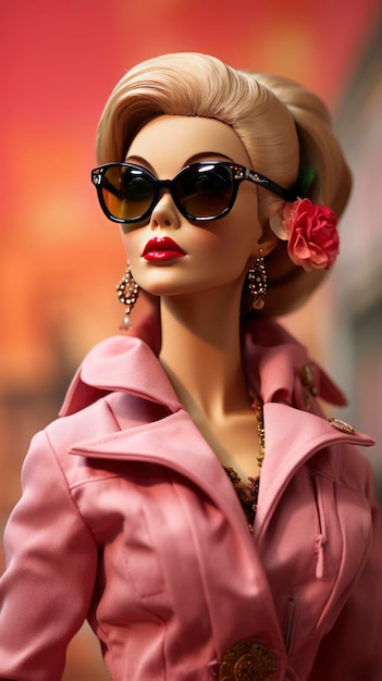 Barbie con gafas de sol imagen realista muchos detalles