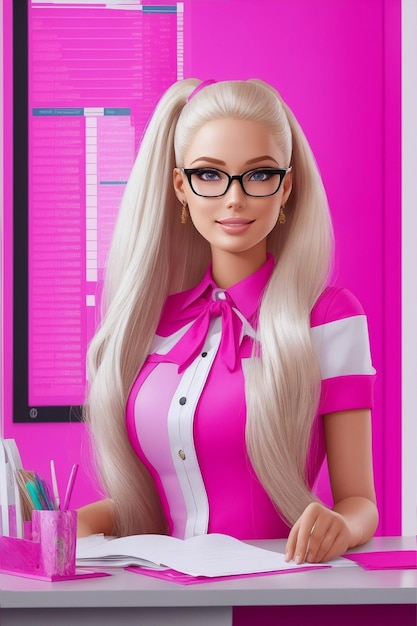 Barbie en la ilustración de la imagen de la oficina